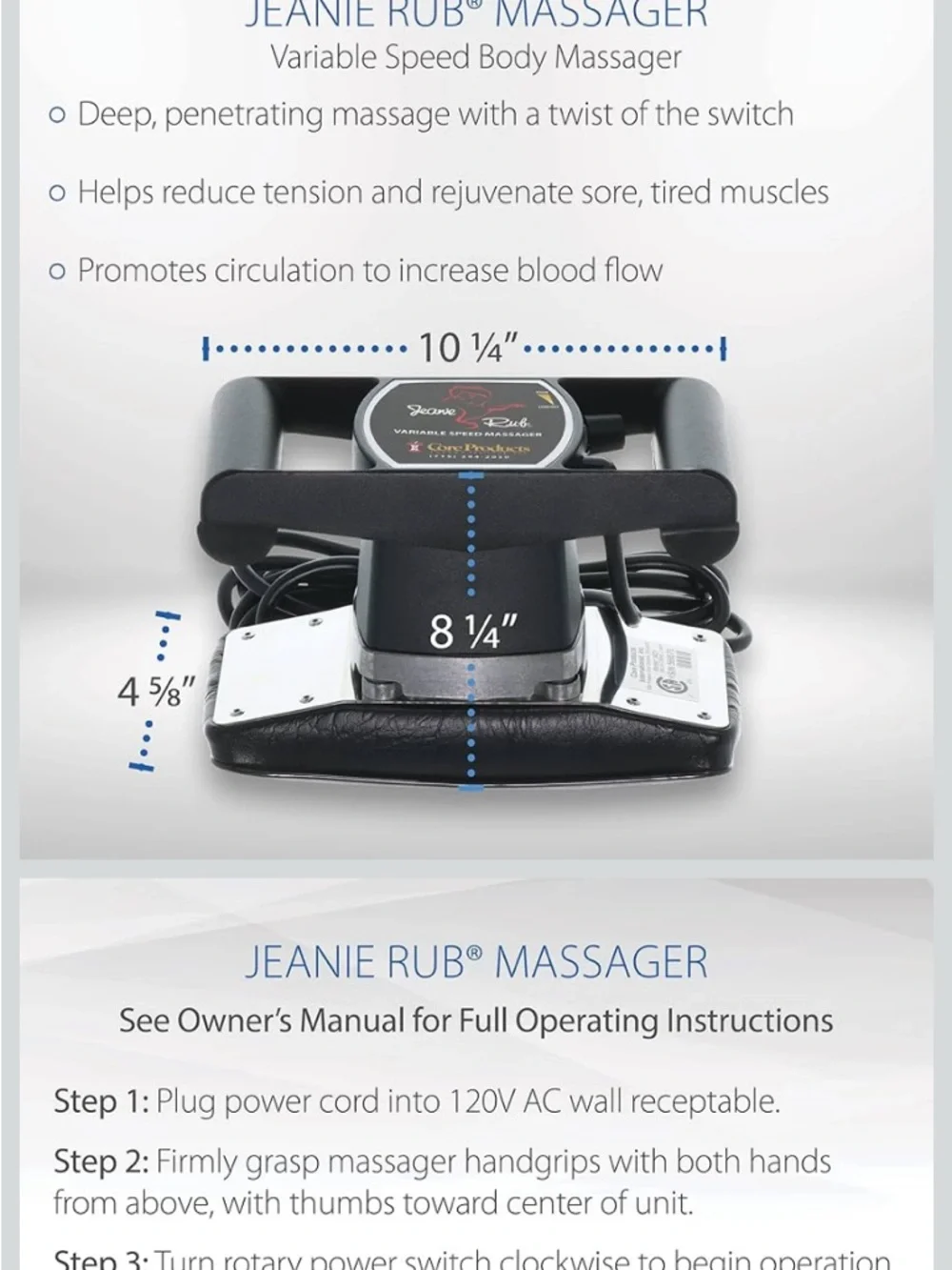 Jeanie Rub Variable Speed Massager - Black - Picture 9 of 12